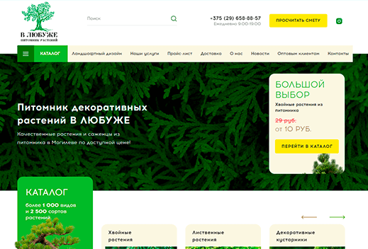 разработка сайта по продаже растений